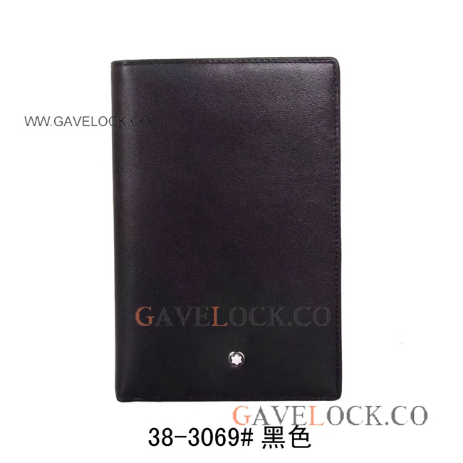 Men's Black Leather Passport Holder Mont Blanc For Sale